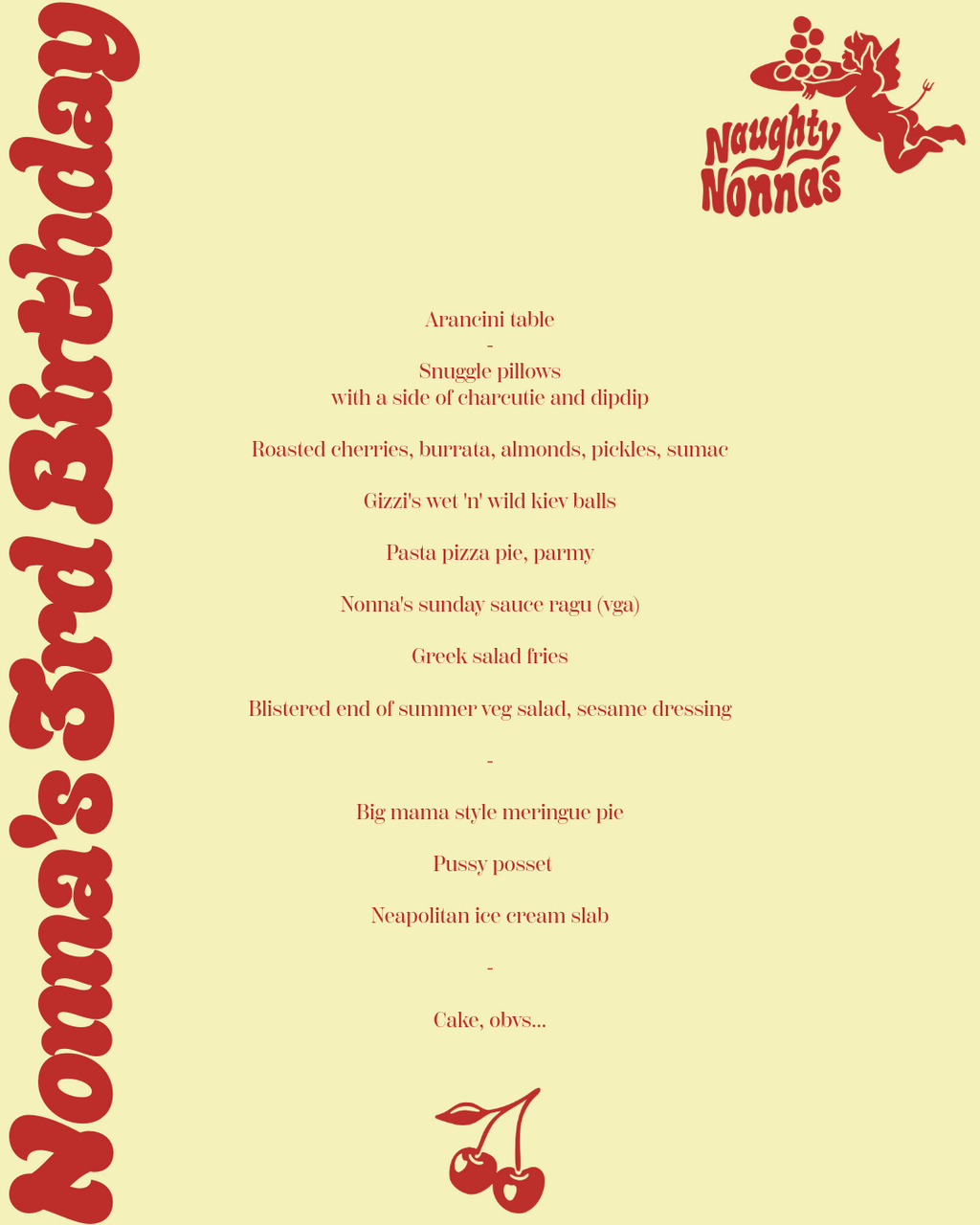 Friday 26th September - 3RD Birthday Supper