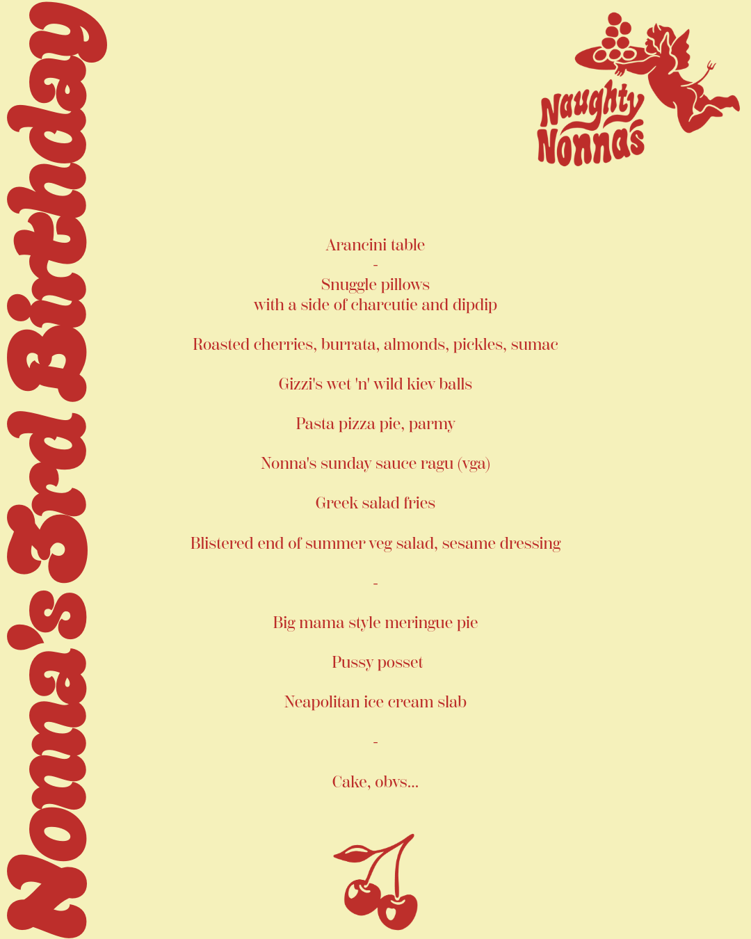 Friday 26th September - 3RD Birthday Supper