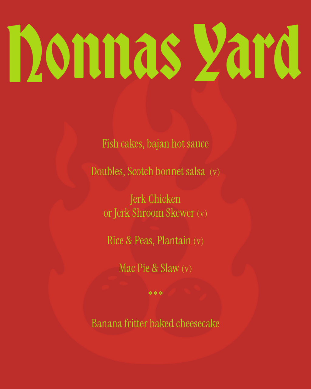 Wednesday 18th Nov - Carribean inspired - Pop-up