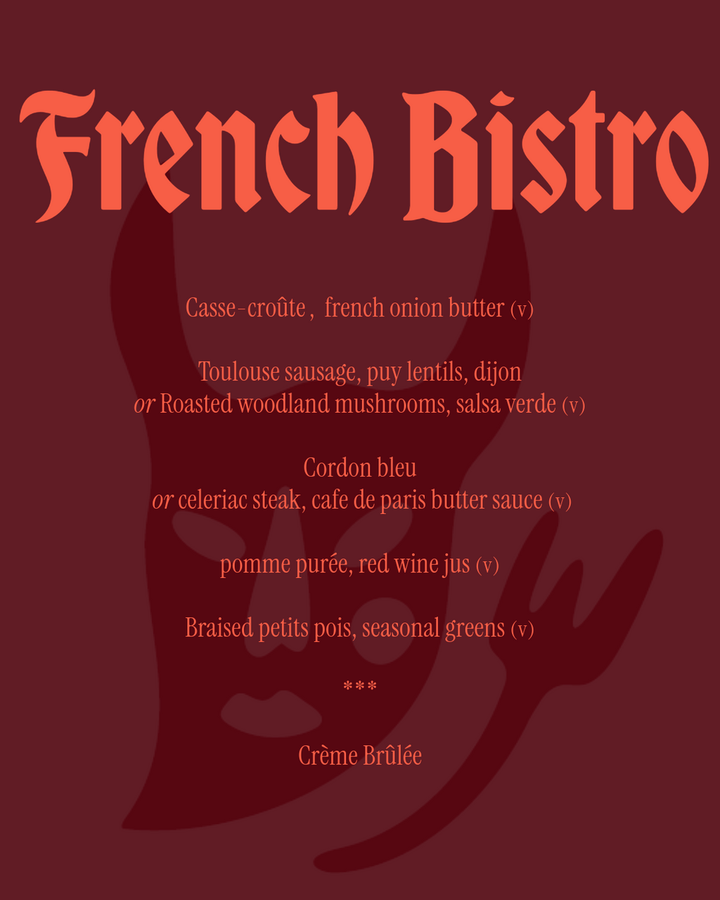 Wednesday 25th November - French Bistro Pop-up