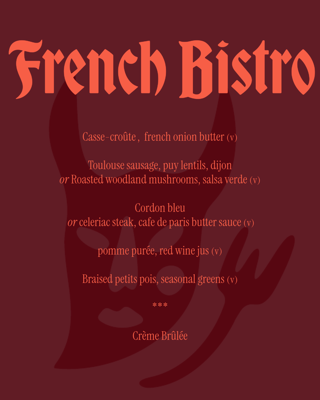 Wednesday 25th November - French Bistro Pop-up