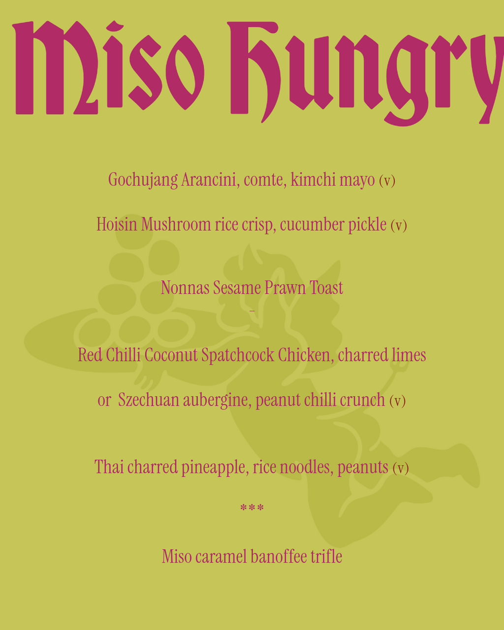 Wednesday 2nd Dec - Asian fusion - Pop-up
